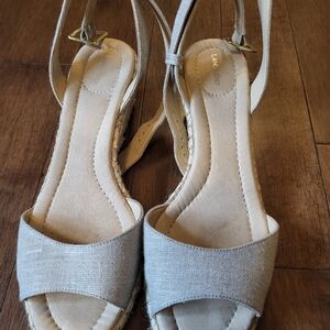 Lands' End Women's Beige Espadrille Slingbacks